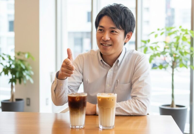 アイスオーレとアイスミルクコーヒーを比較しながら選ぶ日本人男性