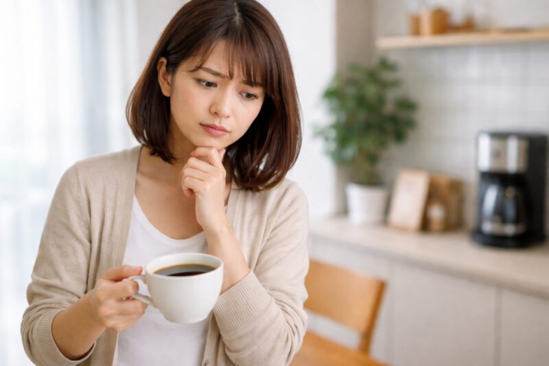 食前にコーヒーを飲むタイミングを気にする日本人女性