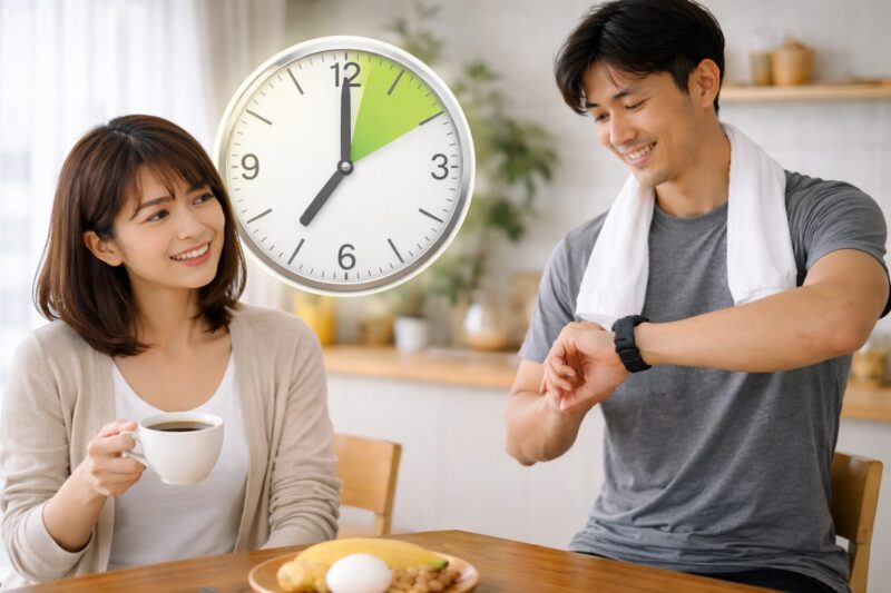 コーヒーを飲むベストタイミングを意識する日本人カップル